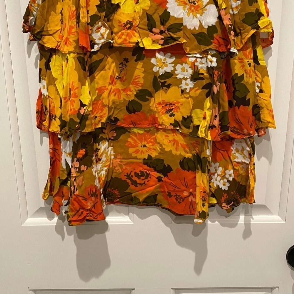 Anthropologie Wolven Mavis Tiered Midi Ruffle Floral Skirt 16190 - Picture 7 of 13